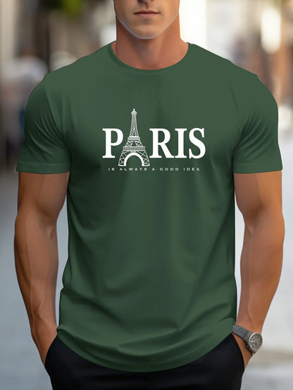 Summer Men's T Shirt Short Sleeve Paris Pattern Print Casual O-Neck Oversized Pullover Fashion Streetwear Male Clothing T-Shirts    Home Decor Supply | Online Retail | ShoreShopper.com
