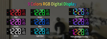 16" Large Digital Wall Clock, Big LED Display with Remote, 8 RGB Color, Alarm, DST, Temperature for Living Room, Kitchen    Home Decor Supply | Online Retail | ShoreShopper.com