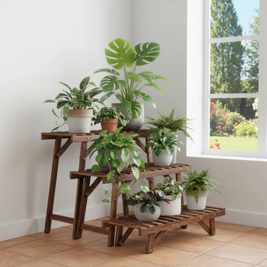 Set of 3 Wood Plant Stand,Rectangular Ladder Flower Pots Outdoor Indoor Plant Display Rack Storage for Home Garden Patio Balcony    Home Decor Supply | Online Retail | ShoreShopper.com