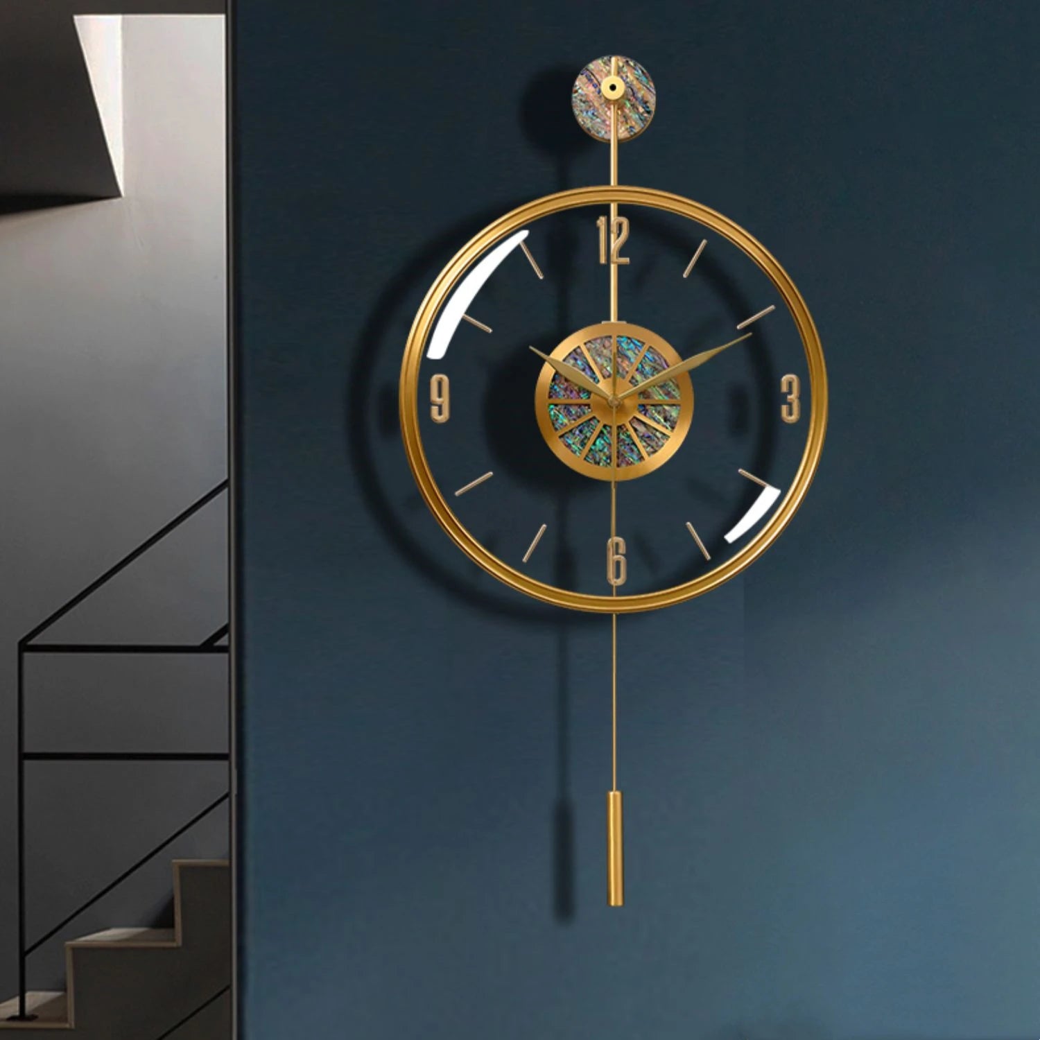 Modern Luxury Large Wall Clock With Pendulum Minimalist Decorative Art Silent Clock Nordic Living Room Bedroom Office Wall Clock    Home Decor Supply | Online Retail | ShoreShopper.com