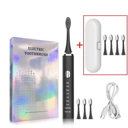 Electric Toothbrush Sonic Electric Toothbrush For Teeth Brushes Vibration Dental Tooth Cleaner USB Rechargeable Tooth Brush Case - ShoreCo.Shop