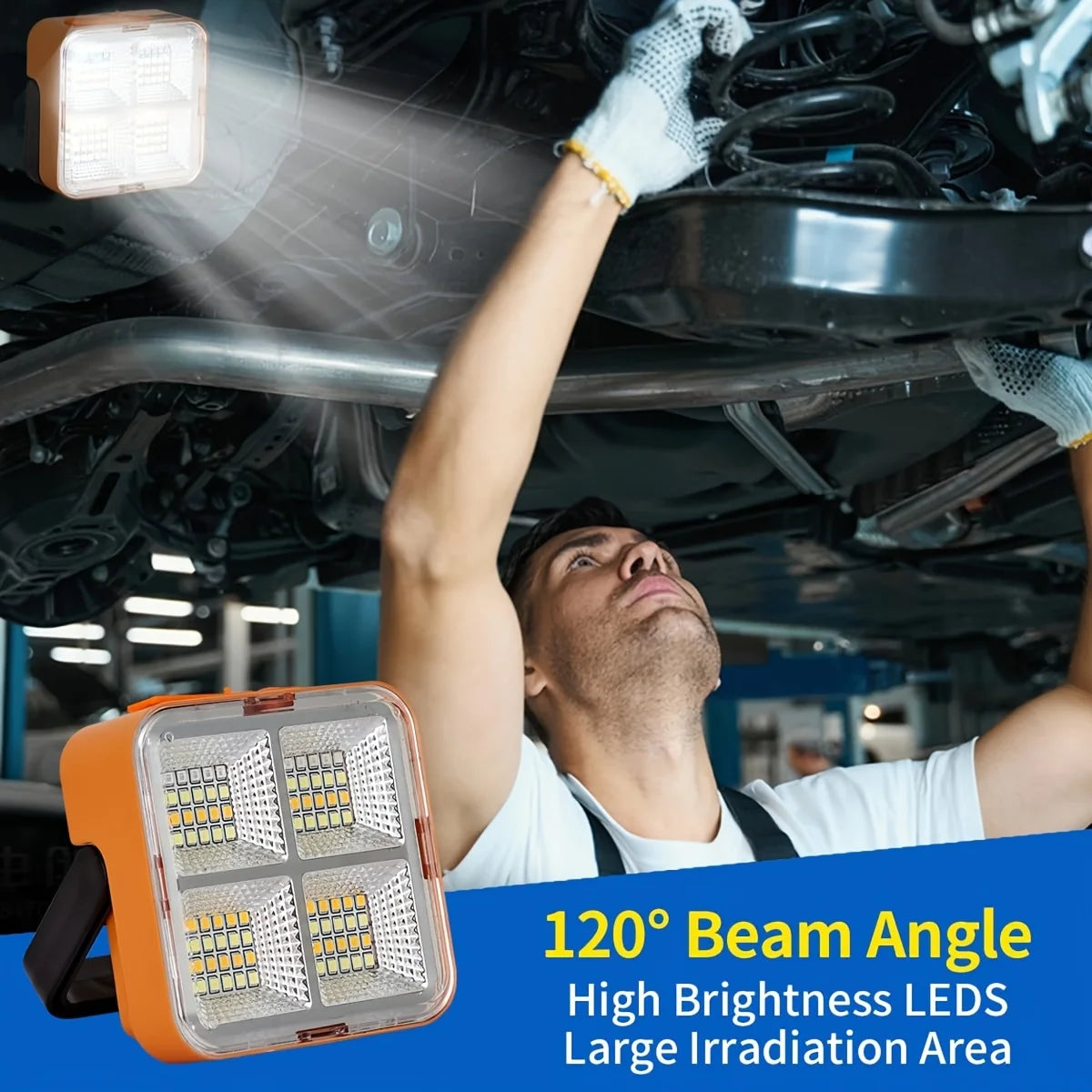 Solar rechargeable multifunctional led work light, portable outdoor floodlight-1200mah lithium battery, suitable for camping.    Home Decor Supply | Online Retail | ShoreShopper.com