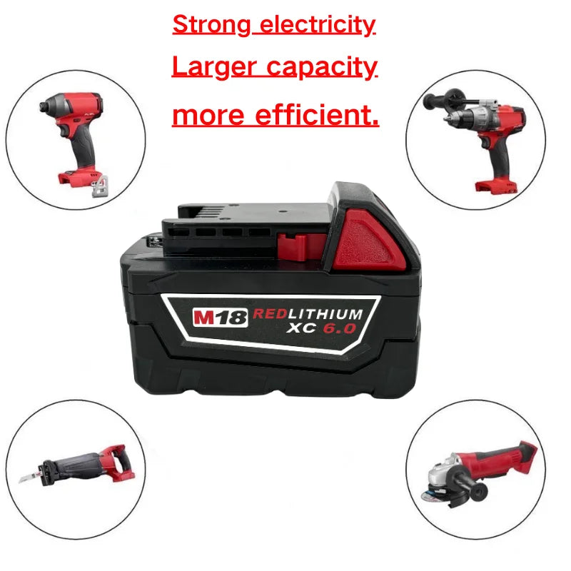 For Milwaukee M18 9000mAh 18V Li-ion Replacement Battery M18B12 For Milwaukee 18V Tool 9.0Ah Rechargeable Battery 6A Charger - ShoreCo.Shop
