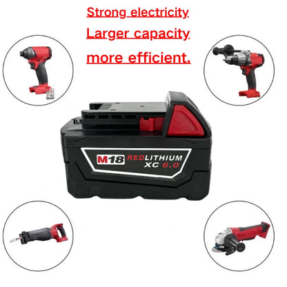 For Milwaukee M18 9000mAh 18V Li-ion Replacement Battery M18B12 For Milwaukee 18V Tool 9.0Ah Rechargeable Battery 6A Charger - ShoreCo.Shop