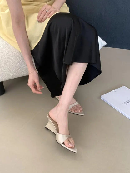 Women's Slippers Fashion 2026 Summer Elegant High Heels Outdoor Banquet Wedge Heel Pointed Toe Girls Women's Shoes 2018    Your Coastal Marketplace | Shoreshopper.com