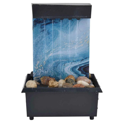 3V USB Marble Water Fountain Ornaments LED Tabletop Fountain with Stones for Home Office Table Decoration Desktop Water Fountain