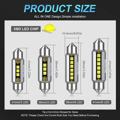 5Pcs MAXGTRS LED C5W C10W 39mm 41mm 42mm LED Festoon Canbus Error Free 6500K White Car Interior Light Reading Dome Trunk Lamp 12    Home Decor Supply | Online Retail | ShoreShopper.com