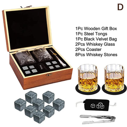 Father'S Day Gift For Men Whiskey Stones Set 8 Pcs Granite Ice Cubes+ 2 Pcs Cups For Whisky In Wooden Bottle Box Present For Dad    Your Coastal Marketplace | Shoreshopper.com