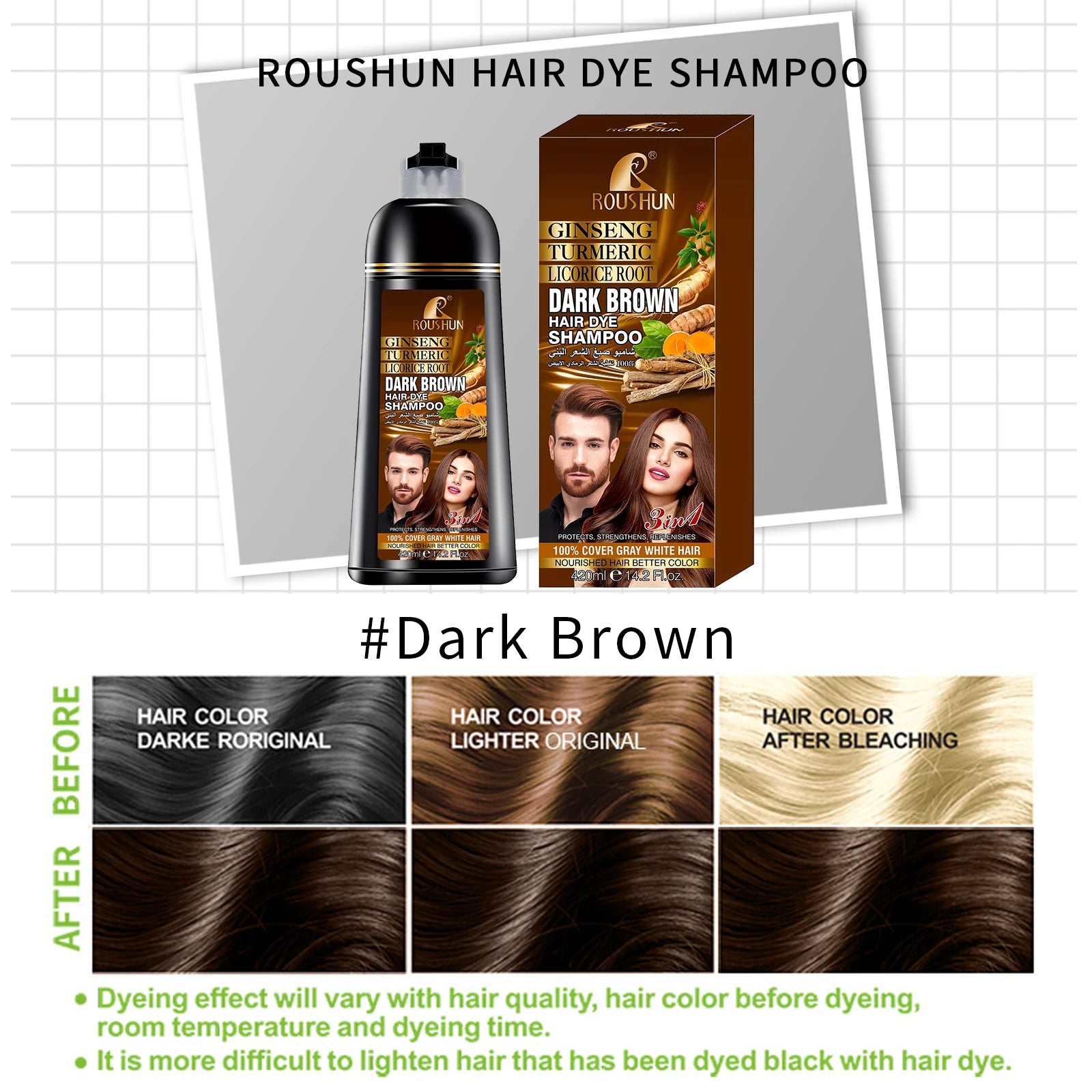 Brown Hair Color Shampoo for Gray Hair Instant Hair Dye Shampoo Hair Coloring in Minutes Natural and Long lasting color Hair Dye - ShoreCo.Shop