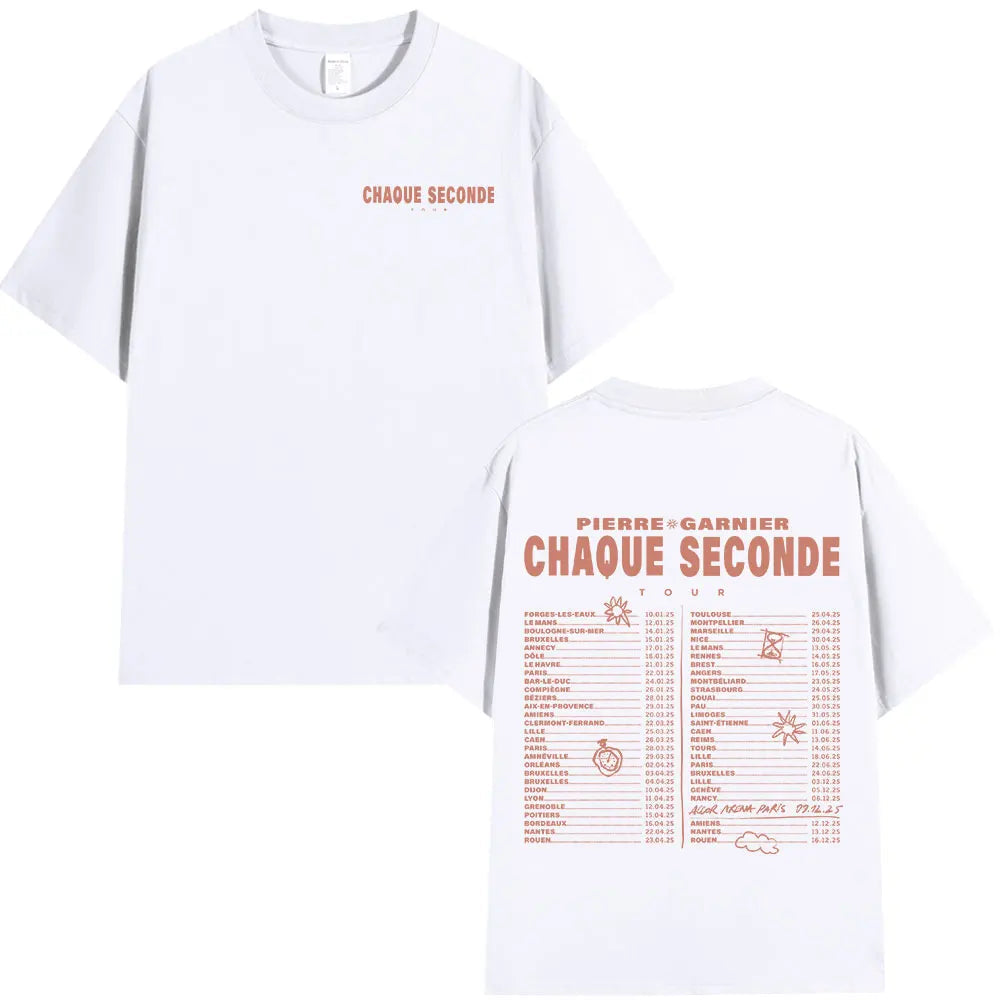 Pierre Garnier Chaque Seconde Tour Merch T-shirts Hip Hop Fashion T-shirt Women Men's Clothing Cotton Casual Oversized T Shirts    Home Decor Supply | Online Retail | ShoreShopper.com