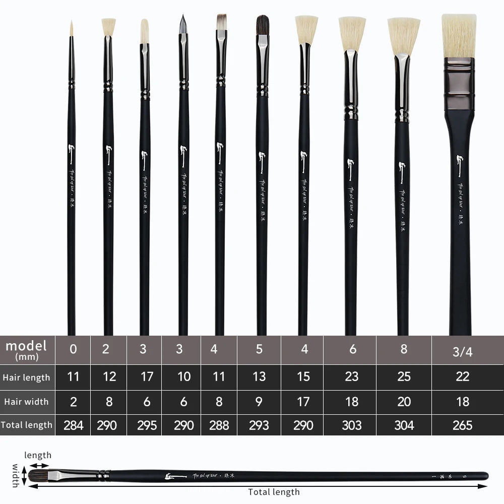 10 Pcs Paint Brushes Set Bristle Hair Professional Drawing Long Rod Painting Brush Oil Acrylic Watercolor Art Supplies    Home Decor Supply | Online Retail | ShoreShopper.com