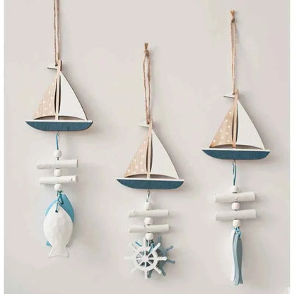 Wall Hanging Hand Made Mediterranean Starfish Hung Fish Nautical Decor Hang Wood Marine Pendant for Home Decoration קישוטי קיר