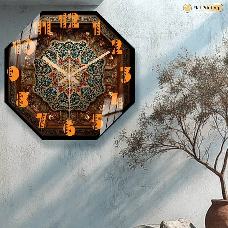 2D-Flat Distinctive Islamic Calligraphy Octagon Intricate Geometric Wall Clock for Office Kitchen Halloween Mother's Day Gifts    Home Decor Supply | Online Retail | ShoreShopper.com