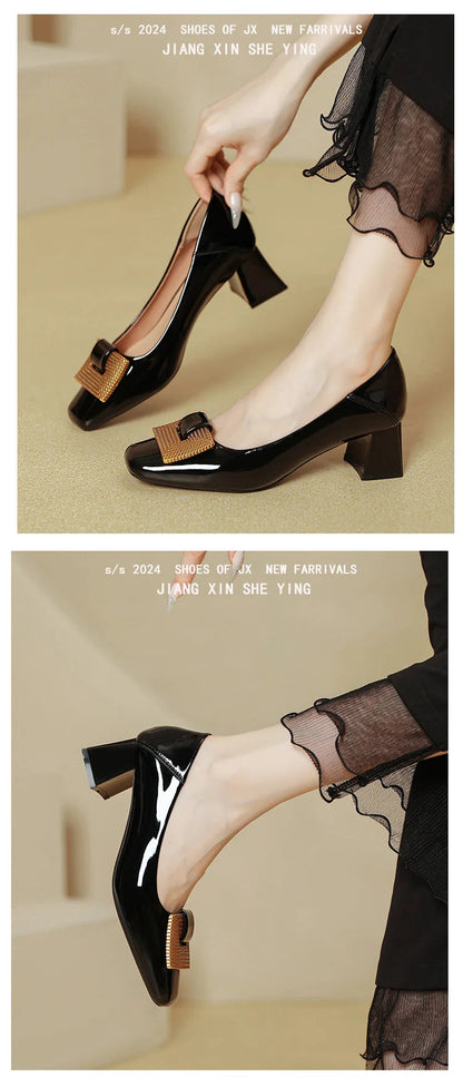 Women's Shoes 2025 New Summer Thick Heels Non Slip High Heels Women Square Head Elegant Middle Wedding Pumps High Quality    Your Coastal Marketplace | Shoreshopper.com