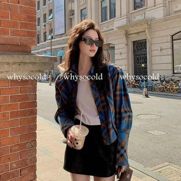 Checkered shirt women's 2024 spring new design sense niche French chic long sleeved shirt  retro top  womens tops    Home Decor Supply | Online Retail | ShoreShopper.com