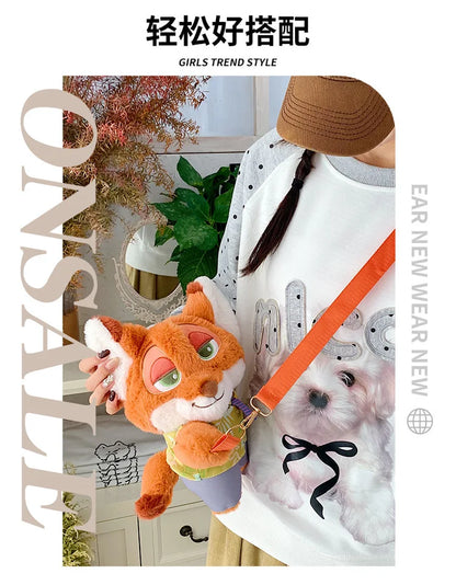 New Zootopia Doll Crossbody Bag Cartoon Judy Hopps Shoulder Bag Holiday Gift Large Capacity Portable Storage Commuter Bag - ShoreCo.Shop