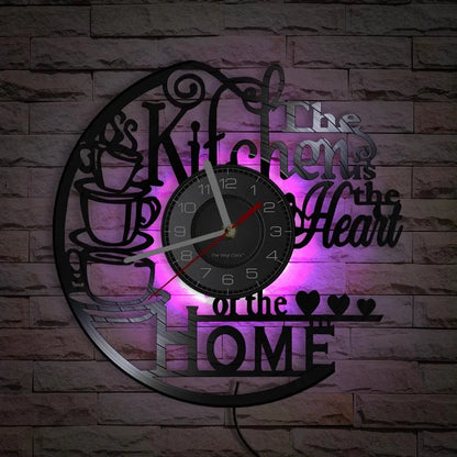 The Kitchen The Heart Of The Home Inspired Vinyl Record Clock Modern Design Vinyl Wall Watch Kitchen Decor Noiseless Timepieces    Home Decor Supply | Online Retail | ShoreShopper.com