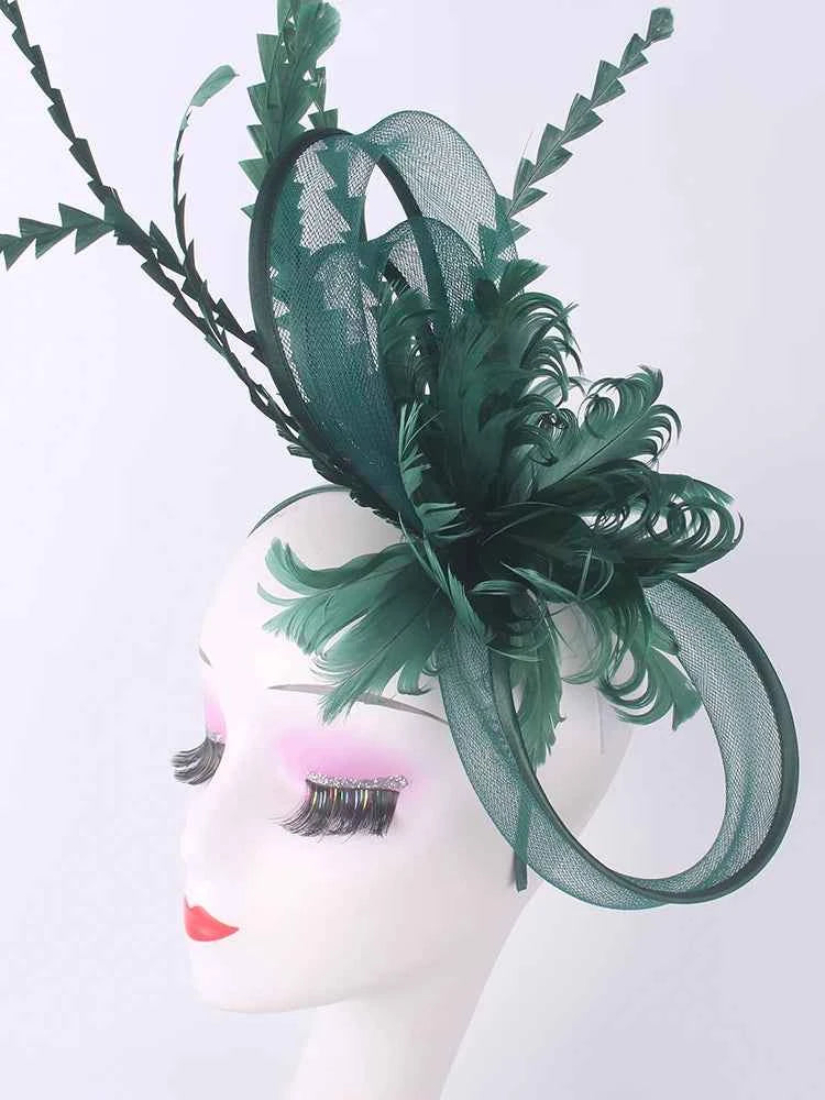 Light blue feather headwear, women's formal event Derby headwear, elegant ladies' hat, fashionable wedding headwear hat