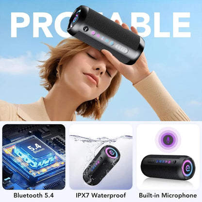 Portable Bluetooth Speaker, Bluetooth 5.4 Speaker, 30W Dual Speaker, Deep Bass, 30H Playtime, 3 EQ Mode, Colorful RGB Lights    Home Decor Supply | Online Retail | ShoreShopper.com
