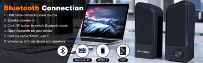 SENZER Computer Speakers-Gaming Speaker with Stereo Sound,PC Sound Bar for Laptop Desktop Monitor (Bluetooth & 3.5mm Aux)    Home Decor Supply | Online Retail | ShoreShopper.com