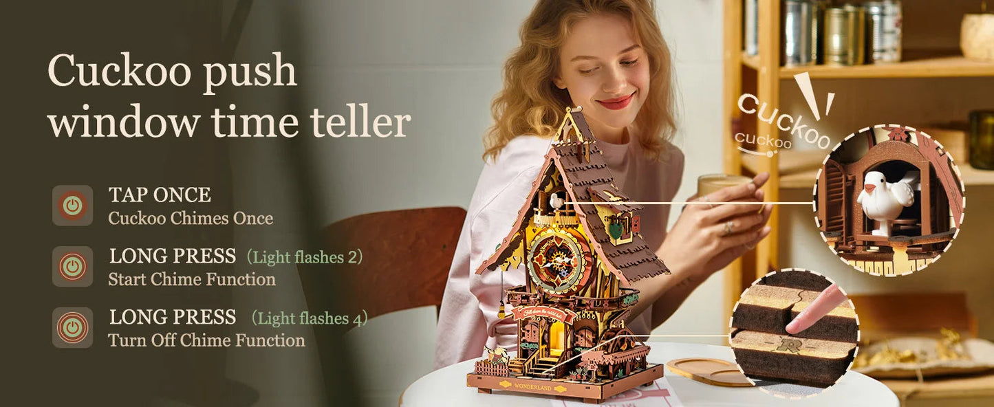 Robotime ROKR Cuckoo Clock Mechanical 3D Wooden Puzzle Christmas Cuckoo Clock Building Kit Holiday DIY Project for Teens Adults    Home Decor Supply | Online Retail | ShoreShopper.com