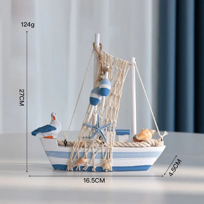 2025 Mediterranean Style Wooden Sailing Boat Model Ocean Style Desktop Ornament Crafts Small Wood Boat Kids Room Home Decor Gift    Your Coastal Marketplace | Shoreshopper.com