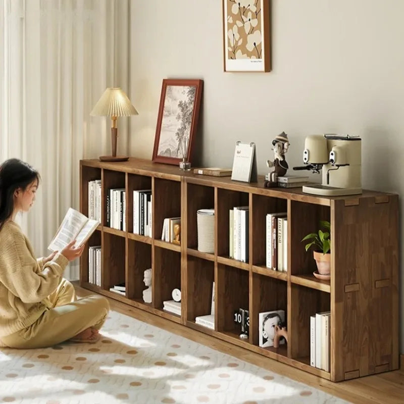 Solid Wood Short Bookshelf Floor Storage Cabinet Grid Organizer Shelf for Living Room Home & Kindergarten Display Unit    Home Decor Supply | Online Retail | ShoreShopper.com