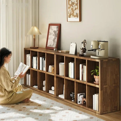 Solid Wood Short Bookshelf Floor Storage Cabinet Grid Organizer Shelf for Living Room Home & Kindergarten Display Unit    Home Decor Supply | Online Retail | ShoreShopper.com