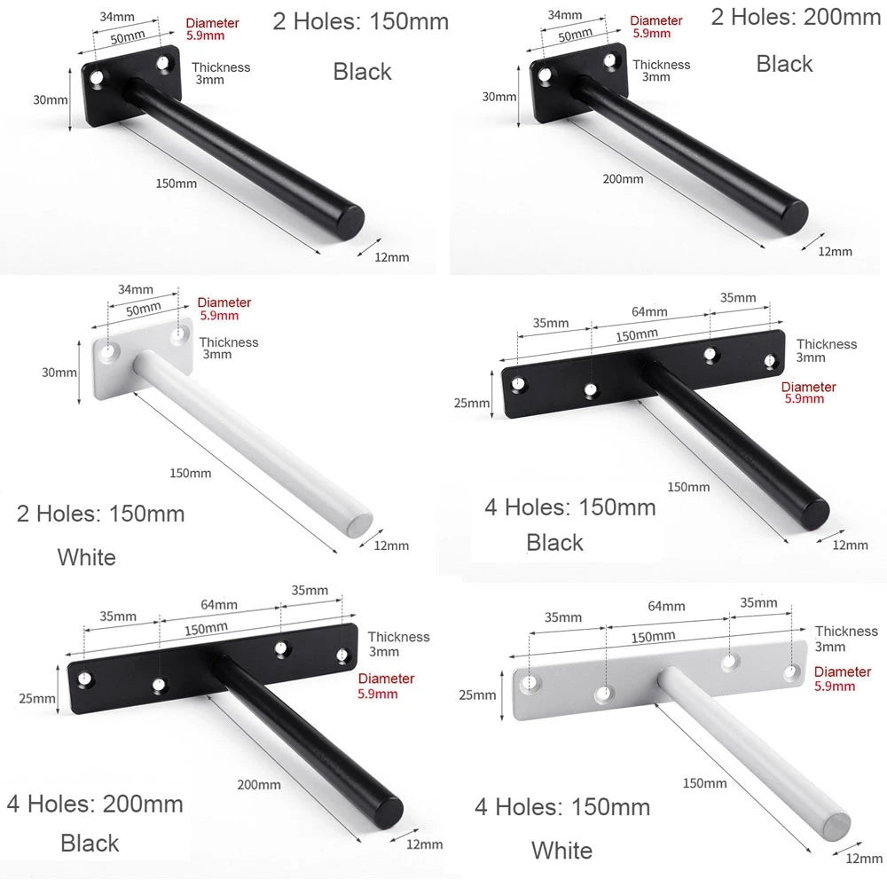 T Shape Concealed Shelf Brackets Floating  Wall Shelf Supports Screw Mounting Plate Multi sizes Metal Brackets    Home Decor Supply | Online Retail | ShoreShopper.com