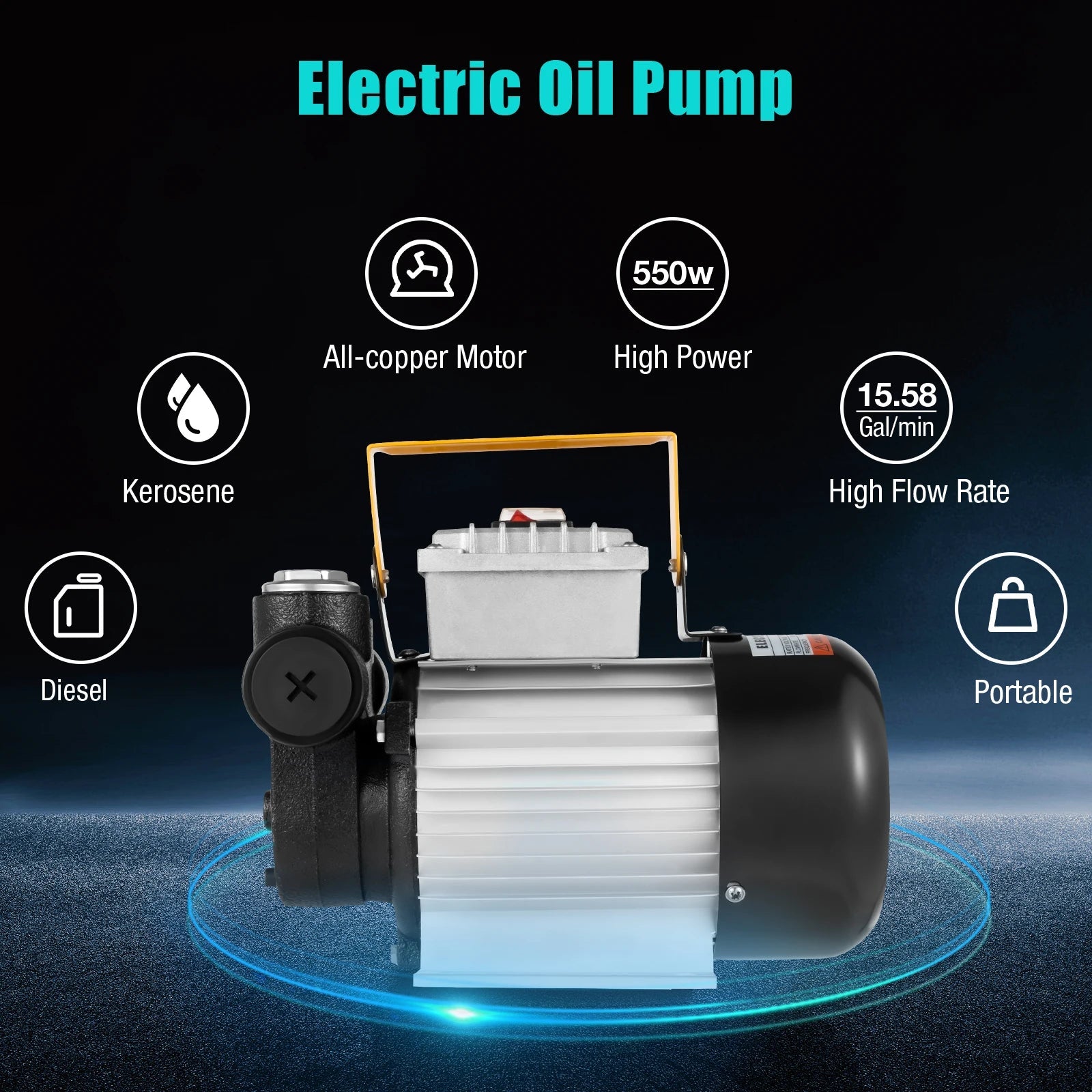 16GPM Commercial Electric Oil Pump Self Priming Transfer Fuel 60L/Min 110V 550W 30*20*20cm/ 11.8*7.9*7.9 In    Home Decor Supply | Online Retail | ShoreShopper.com