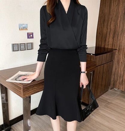 Women's Shirt, New 2026 Spring & Autumn Style, Cross V-Neck Long Sleeve Versatile Top    Your Coastal Marketplace | Shoreshopper.com