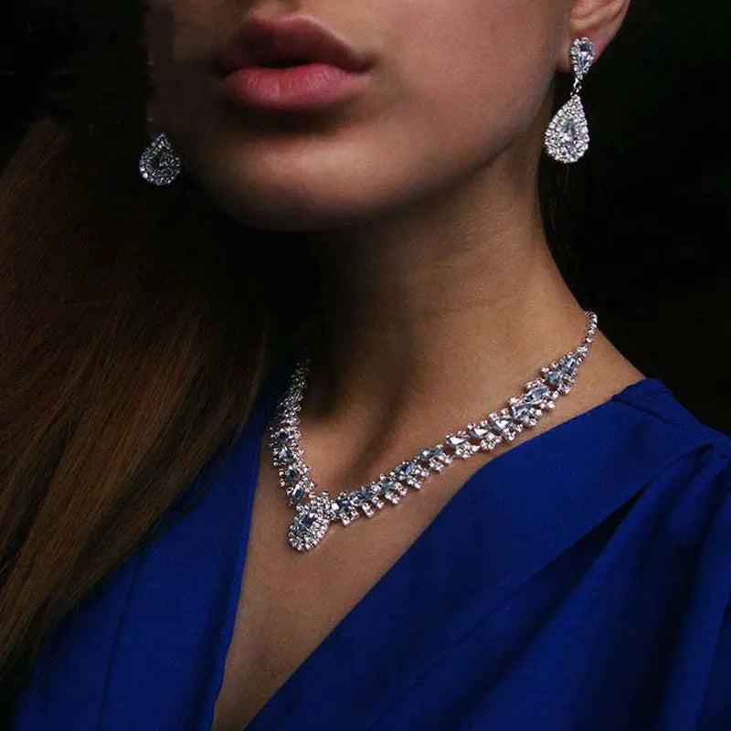 Luxurious Wedding Jewelry Sets for Bridal Bridesmaid Jewelery Drop Earring Necklace Austria Crystal Wholesale Gift    Home Decor Supply | Online Retail | ShoreShopper.com