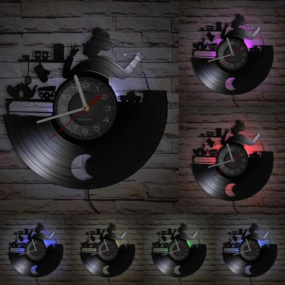 The Kitchen The Heart Of The Home Inspired Vinyl Record Clock Modern Design Vinyl Wall Watch Kitchen Decor Noiseless Timepieces    Home Decor Supply | Online Retail | ShoreShopper.com