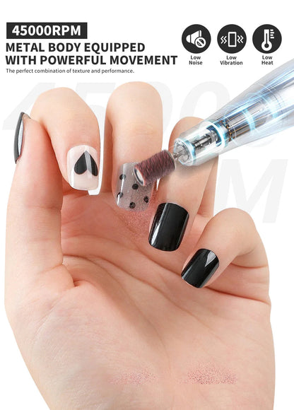 45000RPM Professional Nail Drill Machine Rechargeable Low Noise Electric Nail Drill Sander File for Manicure Gel  Polish Tool    Home Decor Supply | Online Retail | ShoreShopper.com