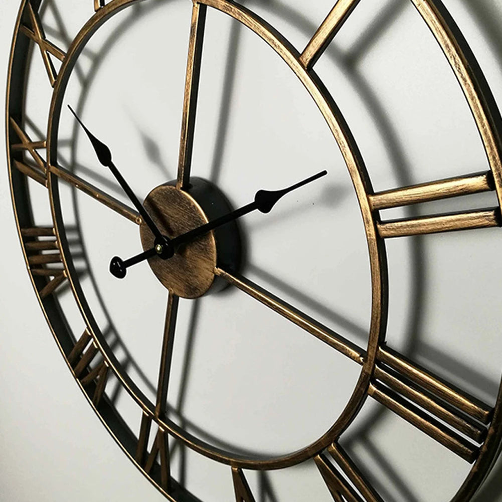60CM Large 3D Wall Clocks Roman Numerals Retro Round Metal Iron Accurate Silent Nordic Hanging Ornament Living Room Decoration    Home Decor Supply | Online Retail | ShoreShopper.com