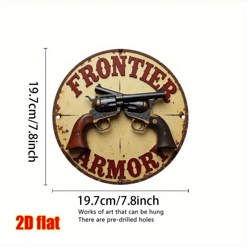 Retro "Art of Weapons & Mechanicals" Round Aluminum Sign – 7.8" Vintage Wall Decor    Home Decor Supply | Online Retail | ShoreShopper.com