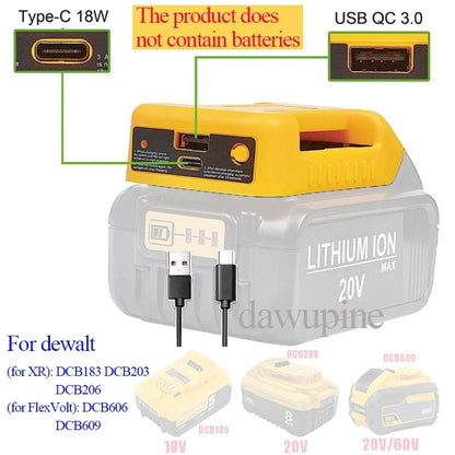 Li-ion Battery Parts Adapter For DEWALT 20V DCB200 For Makita 18V BL1830 Lithium Batteries Case Type C USB Power Bank Charger    Home Decor Supply | Online Retail | ShoreShopper.com