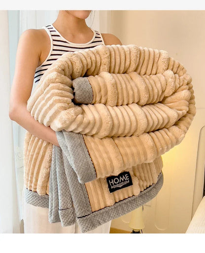 New Rabbit Plush Winter Thick Warm Coral Fleece Blanket Solid Color Double-Sided Cover Blanket Suitable Bedroom Supplies    Your Coastal Marketplace | Shoreshopper.com