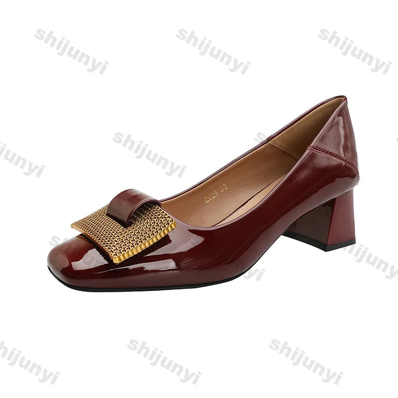 Women's Shoes 2025 New Summer Thick Heels Non Slip High Heels Women Square Head Elegant Middle Wedding Pumps High Quality    Your Coastal Marketplace | Shoreshopper.com