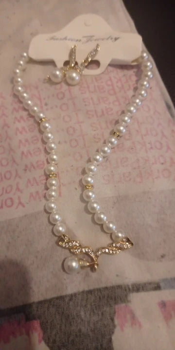 Women's 2 Piece Jewelry Sets One Gold Color Necklace + 1 Pair Earrings Wedding Bridal Pearl Elegant Decoration Pendientes Gifts    Home Decor Supply | Online Retail | ShoreShopper.com