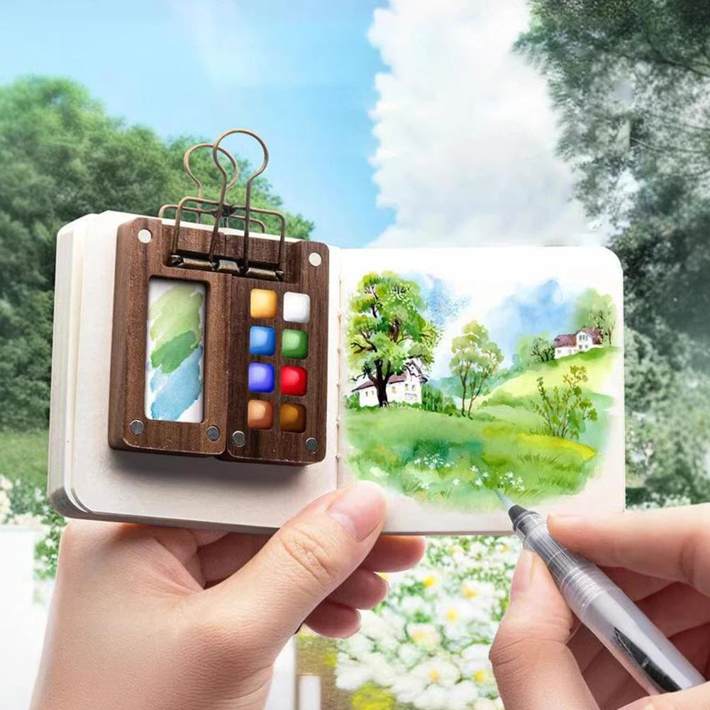 8/15 Colors Portable Travel Gouache Palette Set Mini Walnut Paint Box Artist Gouache Paint Palette Sketchbook Art Supplies    Home Decor Supply | Online Retail | ShoreShopper.com