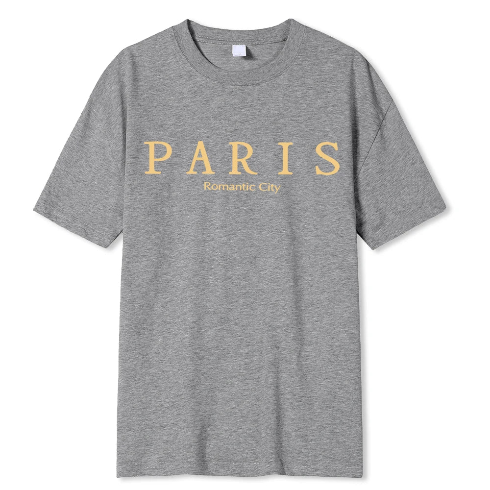 Paris Romantic City Letter Graphic Print Tees Men T-Shirt Summer Loose Clothing Loose Cotton Oversize Tshirt Street Soft Tops    Home Decor Supply | Online Retail | ShoreShopper.com