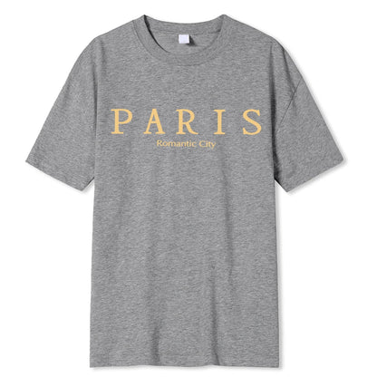 Paris Romantic City Letter Graphic Print Tees Men T-Shirt Summer Loose Clothing Loose Cotton Oversize Tshirt Street Soft Tops    Home Decor Supply | Online Retail | ShoreShopper.com