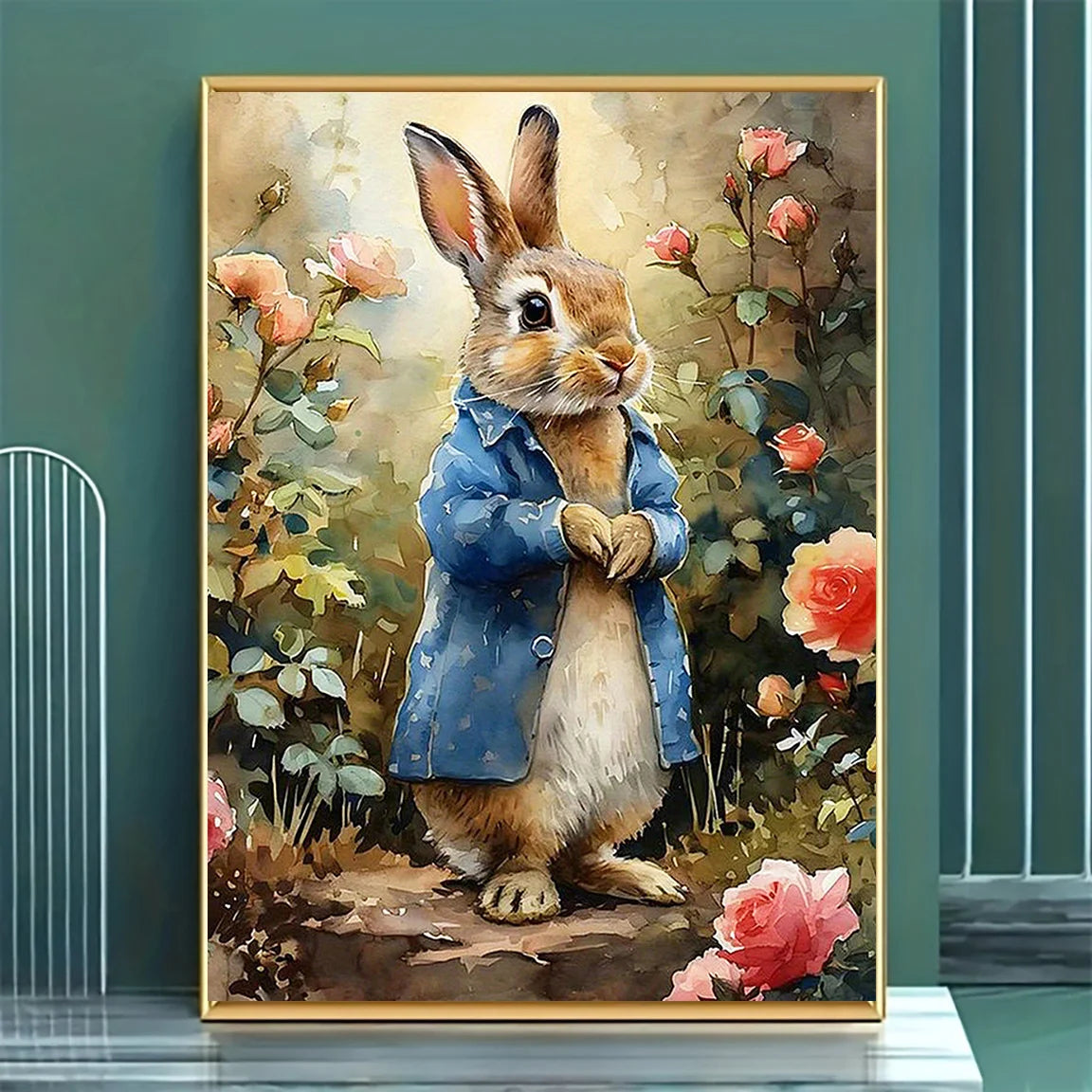 Elegant Rabbit Canvas Art for Living Room & Bedroom – Light Luxury Decor, 11.81x15.75in Wall Hanging Painting    Home Decor Supply | Online Retail | ShoreShopper.com