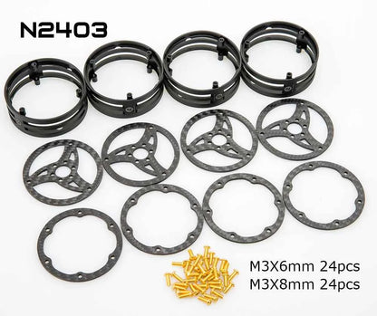 RhinoRC 2.2 inch Narrow Carbon Fiber Aluminum Pro LightWeight RC Car Crawler Wheel Pro Shafty MOA