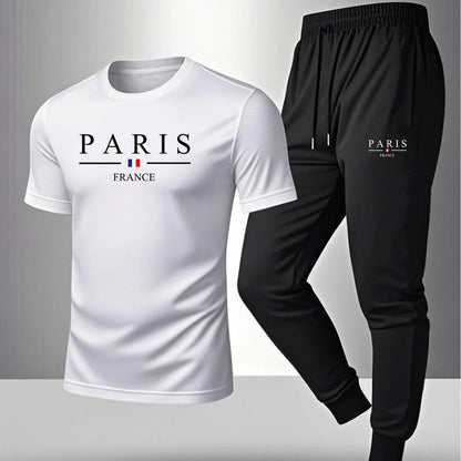 2026 NEW Men's Summer Casual Pants+Short Sleeve T-shirt Set Paris Paris Paris Printed Two Piece Set Men's Sports Set    Home Decor Supply | Online Retail | ShoreShopper.com