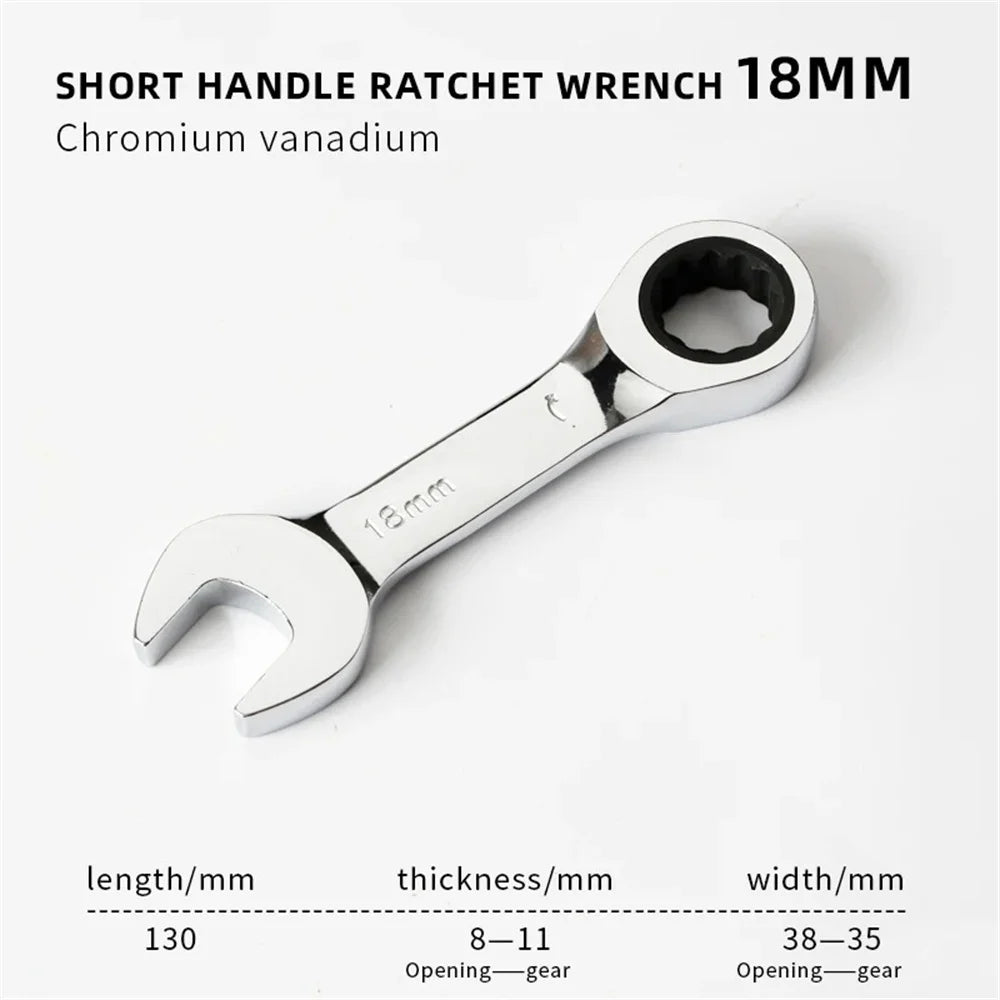 6-19mm Short Handle Quick Ratchet Wrench 72 Teeth Multi Functional Portable Short Dual-use Plum Blossom Small Wrench Hand Tools    Home Decor Supply | Online Retail | ShoreShopper.com