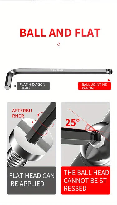 Professional 10-Piece Hex Key Set - Metric & SAE - CR-V Steel Allen Wrenches with Ball End    Home Decor Supply | Online Retail | ShoreShopper.com