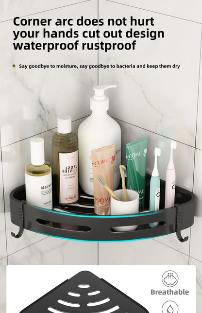 Bathroom Shelves Organizer No Punching Required Kitchen Corner Shelf Racks Shampoo Makeup Storage Holder Shower Towel Caddy Rack    Home Decor Supply | Online Retail | ShoreShopper.com