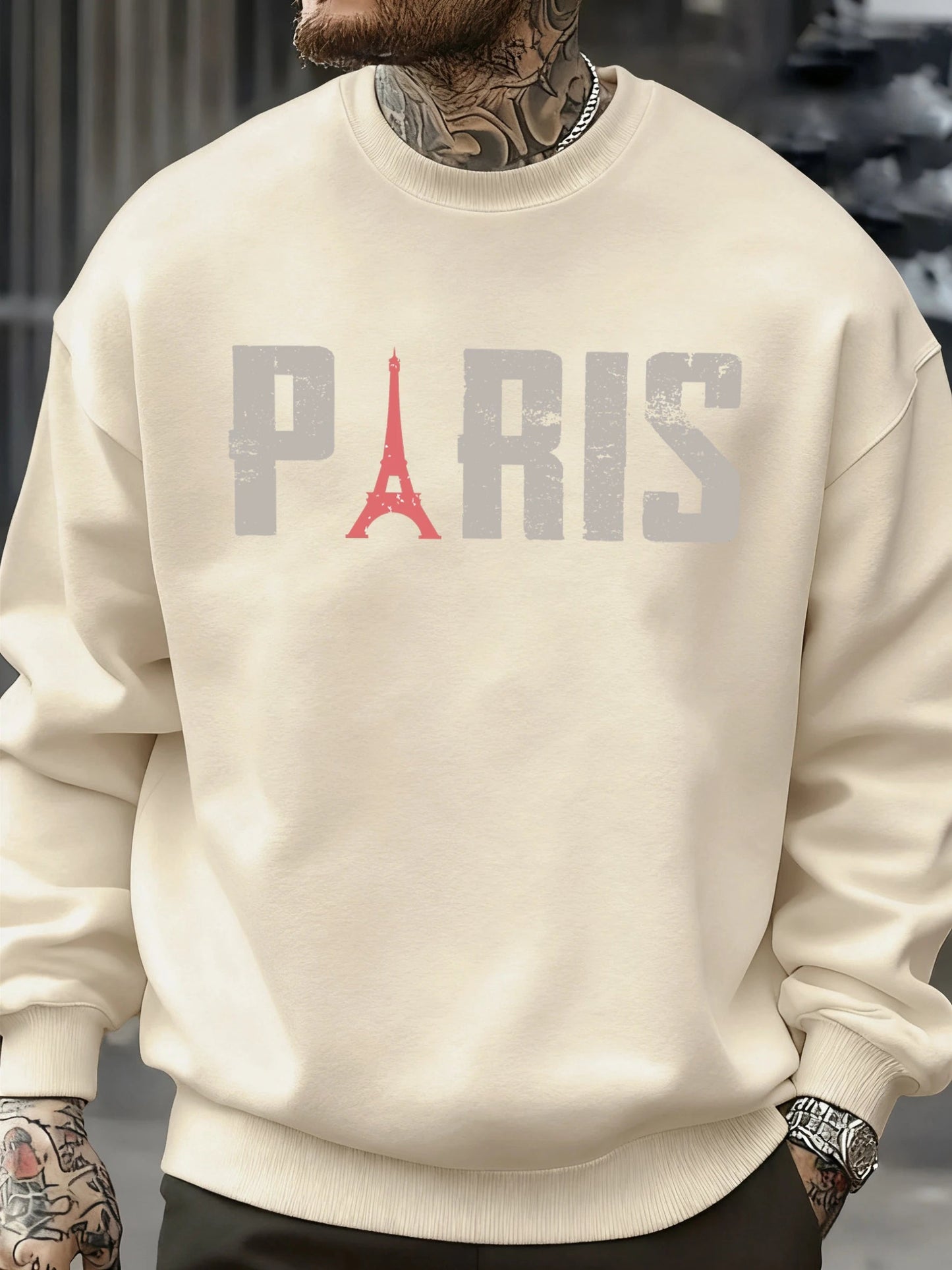 Famous Paris Tower Pattern Sweatshirt Men O-Neck Clothes Autumn Fleece Retro Pullover Loose Unisex Colour Fashion Streetwear    Home Decor Supply | Online Retail | ShoreShopper.com